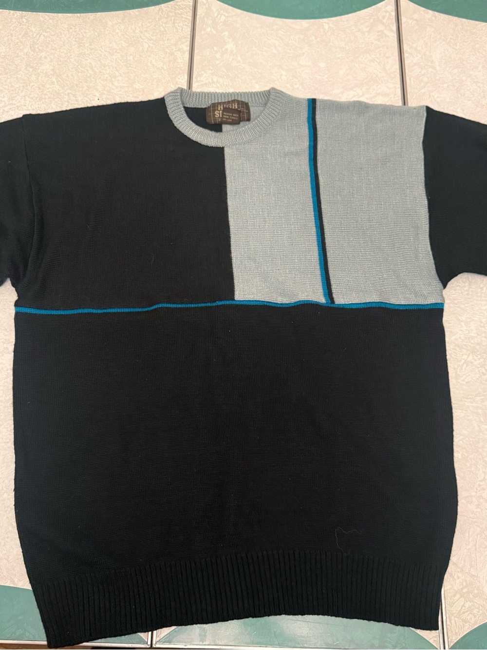 Vintage 80s High Sierra Mervyn’s Color Block Sweater Geometric Knit Men's XL